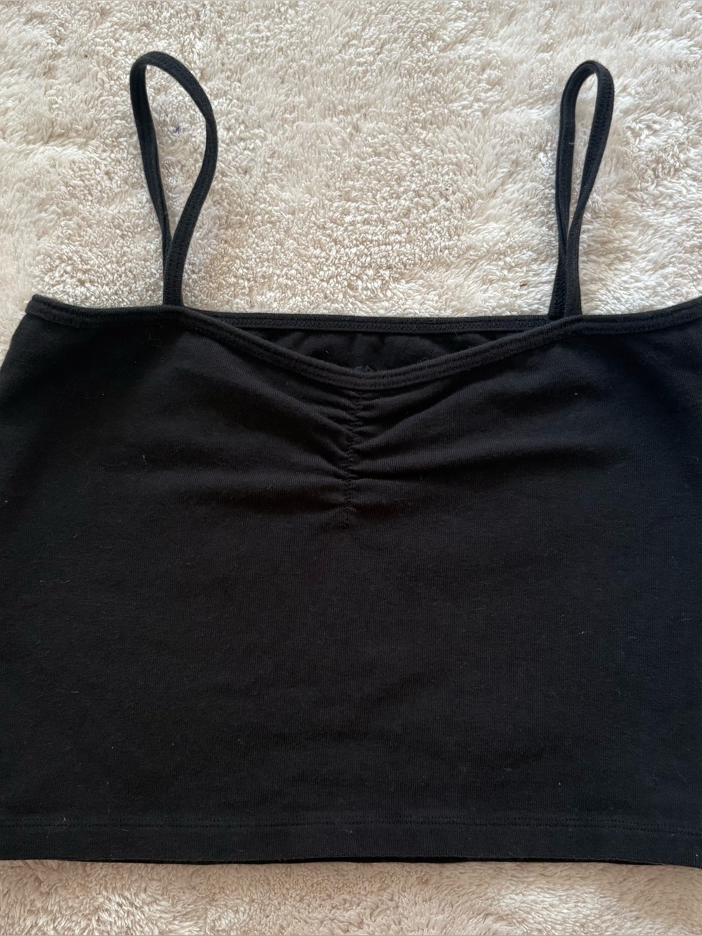 Brandy Melville Black Ruched Spaghetti Strap Camisole